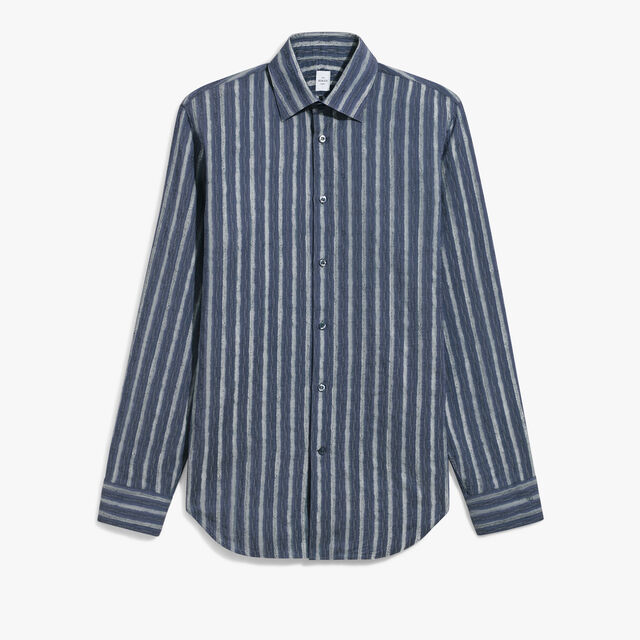 Alessandro Striped Scritto Shirt, BLUE SCRITTO STRIPES, hi-res 1