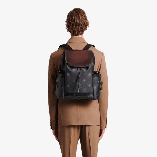 Hiker Canvas and Leather Backpack, BLACK + TDM INTENSO, hi-res 7