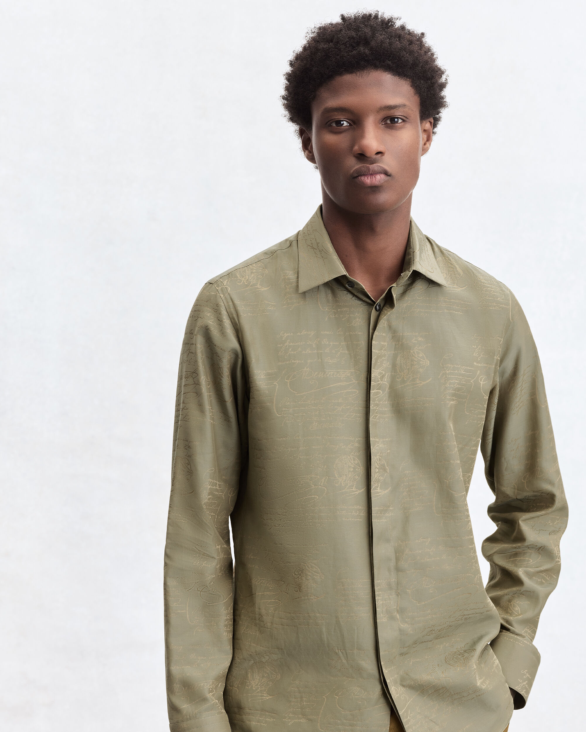 Andy Scritto Pattern Shirt, Salvia, hi-res