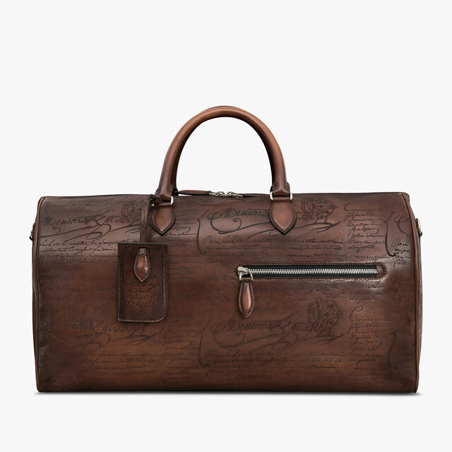 Jour Off Medium Scritto Leather Travel Bag, CACAO INTENSO, hi-res 1