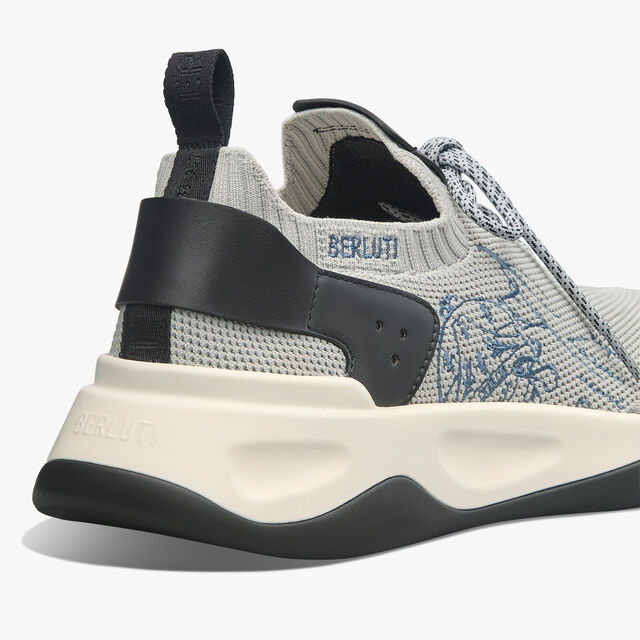 Shadow Scritto Knit And Lagoon Calf Sneaker, LIGHT GREY, hi-res 5