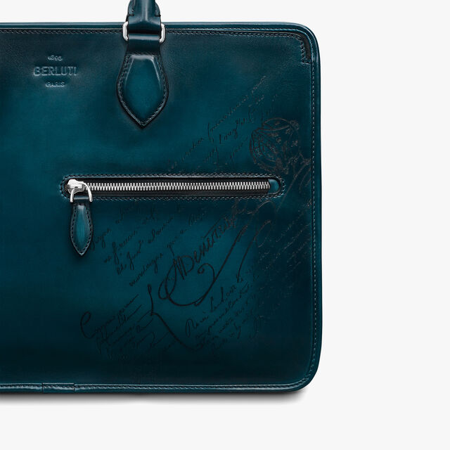 Un Jour Leather Scritto Briefcase, STEEL BLUE, hi-res 5