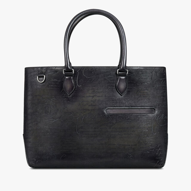 Toujours Scritto Leather Tote Bag, NERO GRIGIO, hi-res 1