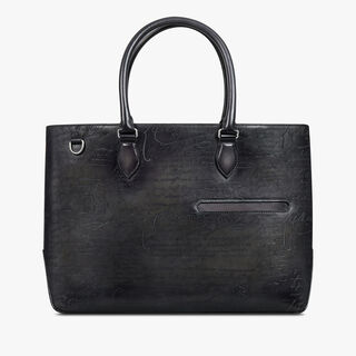 Toujours Scritto Leather Tote Bag, NERO GRIGIO, hi-res