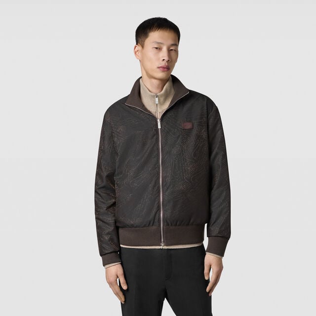 Blouson Réversible en Laine & Nylon Scritto, EARTH BROWN, hi-res 3