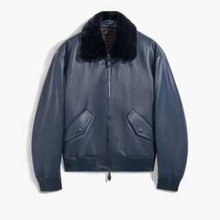 Bombers With Shearling Collar, MINERAL BLUE, hi-res