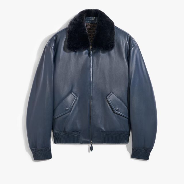 Bombers With Shearling Collar, MINERAL BLUE, hi-res 1