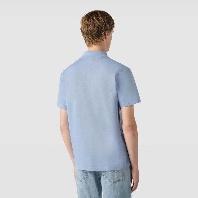 Polo Piqué Avec Détail En Cuir, PALE BLUE, hi-res 3