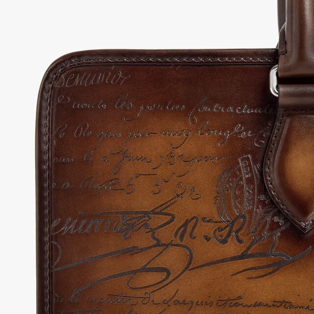 Un Jour Mini Scritto Leather Briefcase, CACAO INTENSO, hi-res 8