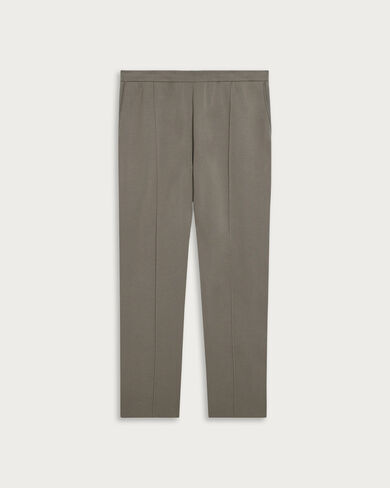 Double Face Knitted Trousers with Leather Detail, Pebbles Grey, hi-res