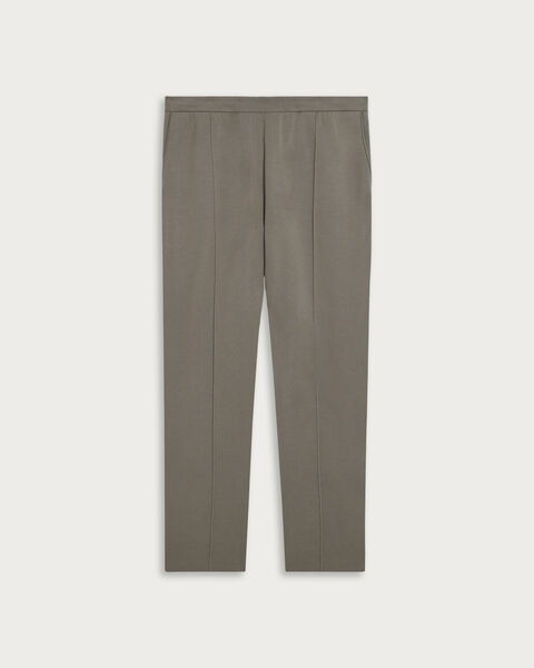 Double Face Knitted Trousers with Leather Detail, Pebbles Grey, hi-res