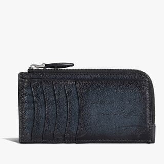 Koa Logic Scritto图纹皮革长款拉链卡包, INDIGO DENIM, hi-res