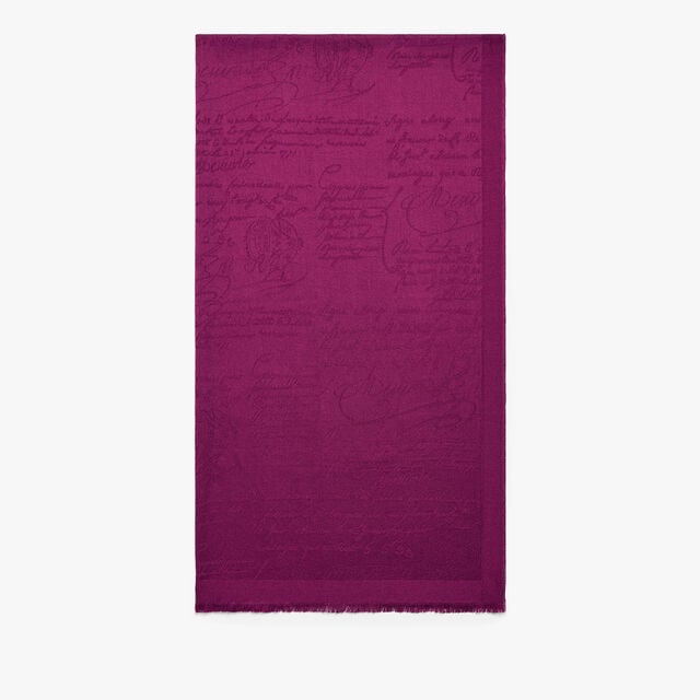Wool & Silk Scritto Scarf, PURPLE FUSHIA, hi-res 1