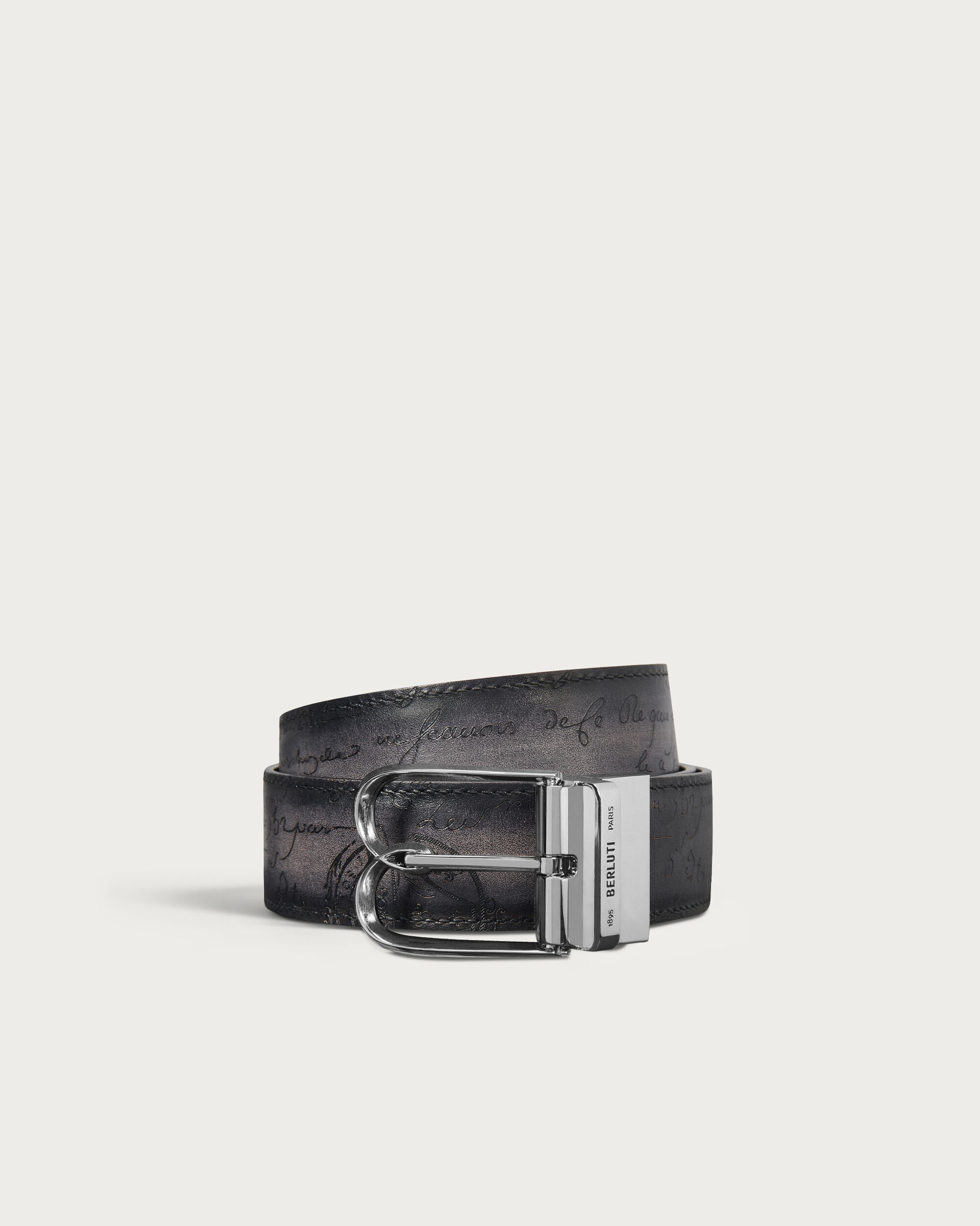 B Volute Reversible Belt, Mogano & Nero Grigio, hi-res