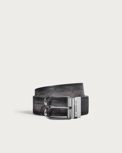 B Volute Reversible Belt, Mogano & Nero Grigio, hi-res