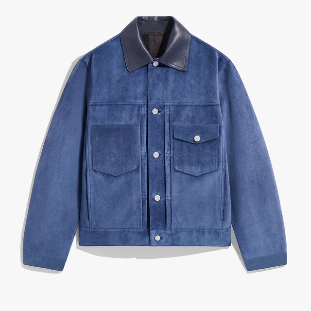 Suede Denim Jacket, ESSENTIAL BLUE, hi-res 1