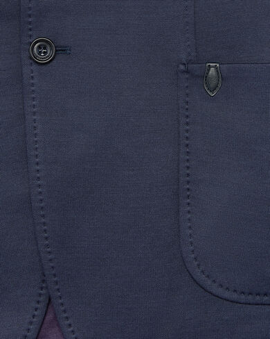 Bicolor Jersey Jacket with Leather Detail, Navy & Purple, hi-res