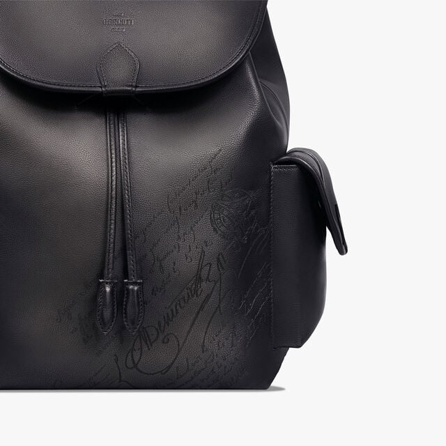Horizon Scritto Leather Backpack, NERO GRIGIO, hi-res 5