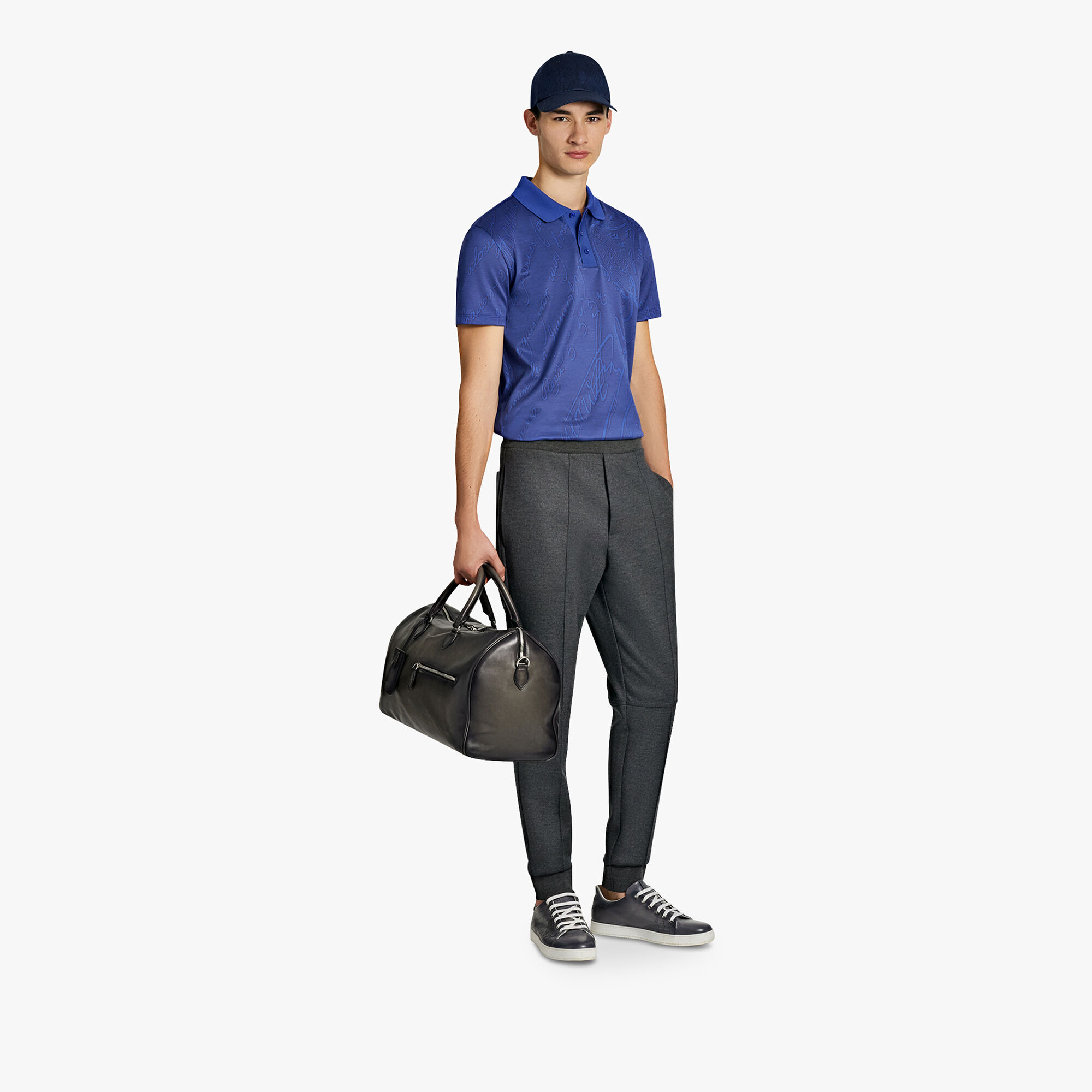 提花Scritto图纹Polo衫, VIBRANT BLUE, hi-res 4