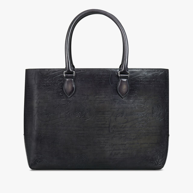 Toujours Scritto Leather Tote Bag, NERO GRIGIO, hi-res 2