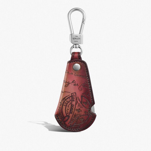 Rotative Shoehorn Scritto Leather Key Ring, LIGHT SAINT EMILION, hi-res 1