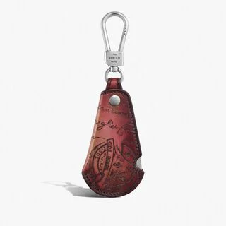 Rotative Shoehorn Scritto Leather Key Ring, LIGHT SAINT EMILION, hi-res