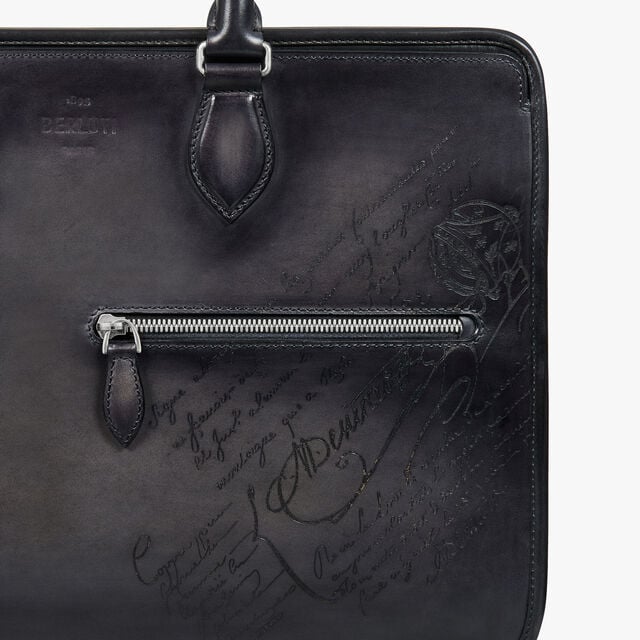 Un Jour Leather Scritto Briefcase, NERO GRIGIO, hi-res 5