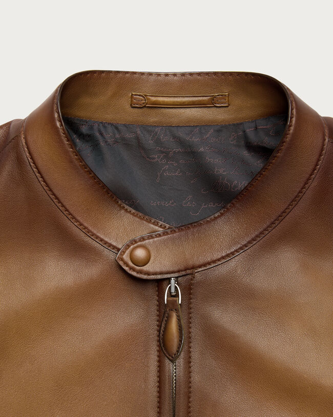 Un Jour Patina皮革机车夹克, Jungle Brown, hi-res