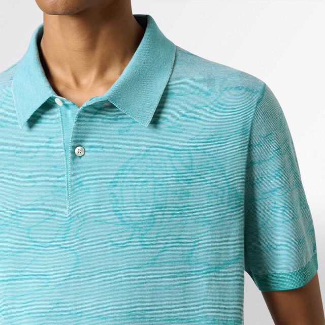 Light Scritto Wool Short Sleeved Polo, DEEP TEAL GREEN, hi-res 4