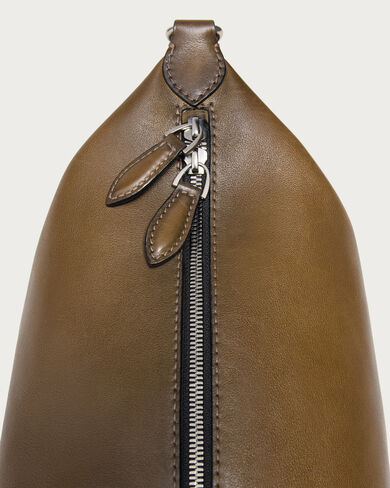 Toujours Soft Zipped Hobo Messenger, Dark Kaki, hi-res