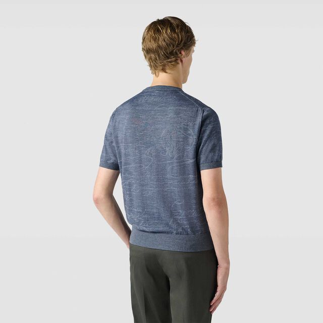 Light Scritto Wool Short Sleeves Crewneck, DUSTY BLUE, hi-res 3