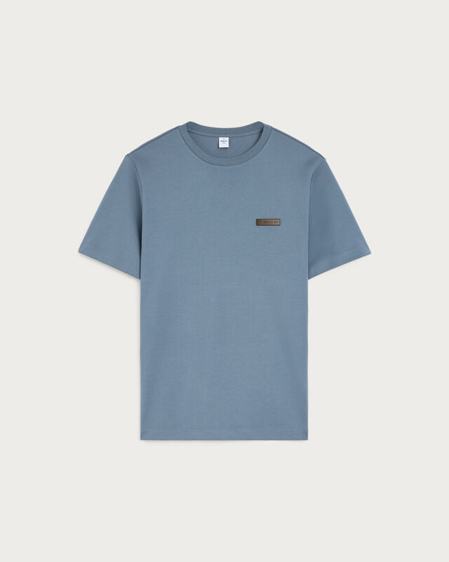 Leather Detail T-shirt, Nile Blue, hi-res