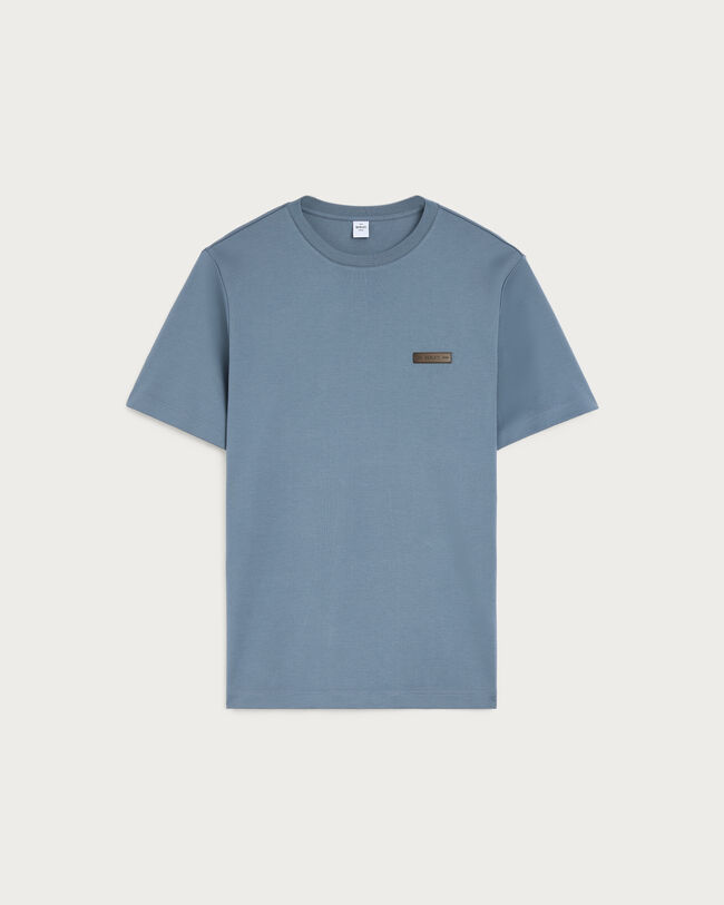 Leather Detail T-shirt, Nile Blue, hi-res