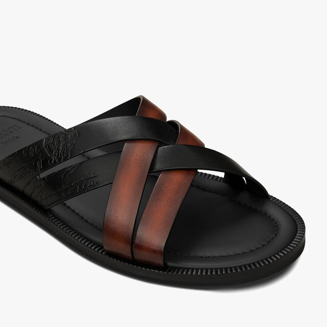 Sifnos Scritto Leather Sandal, CACAO INTENSO, hi-res 6