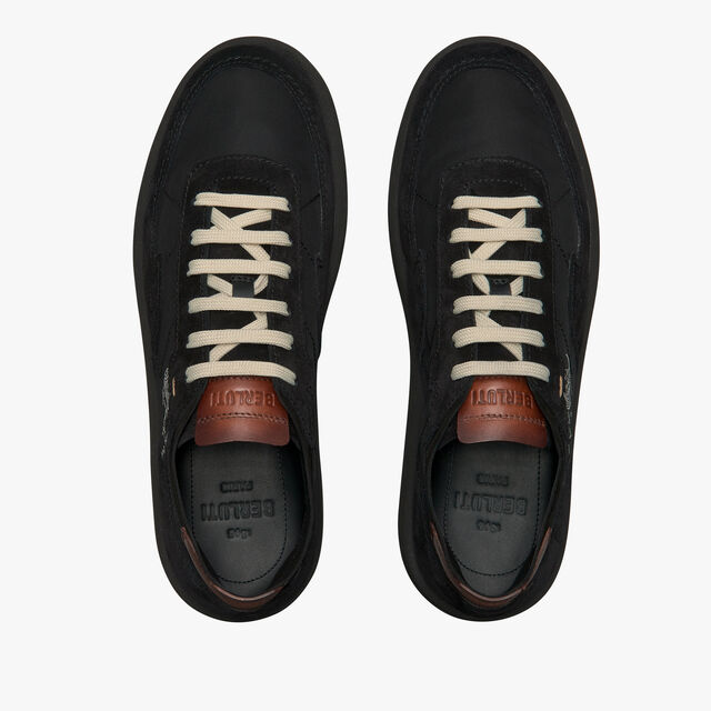 Light Track Suede Leather and Nylon Sneaker, BLACK, hi-res 2
