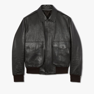 Grained Leather Flight Jacket, EARTH BROWN, hi-res