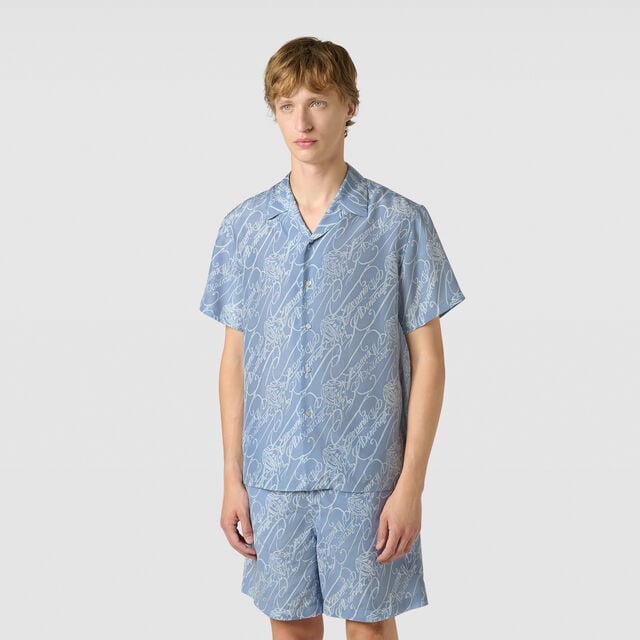 Marbeuf Scritto Short Sleeved Shirt, CORNFLOWER BLUE SCRITTO, hi-res 2