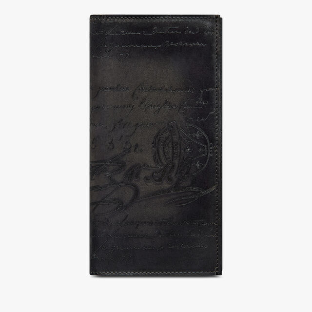 Espace Scritto Leather Long Wallet, NERO GRIGIO, hi-res 1