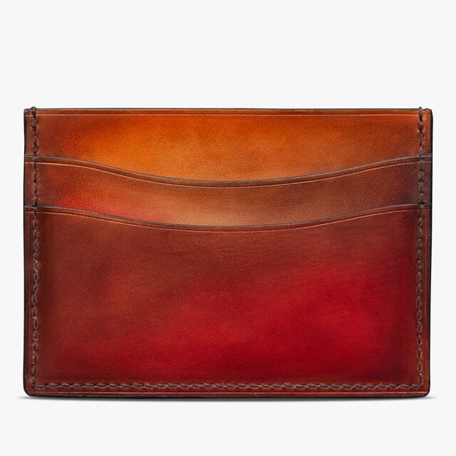 Bambou Scritto Leather Card Holder, RED SUNSET, hi-res 2