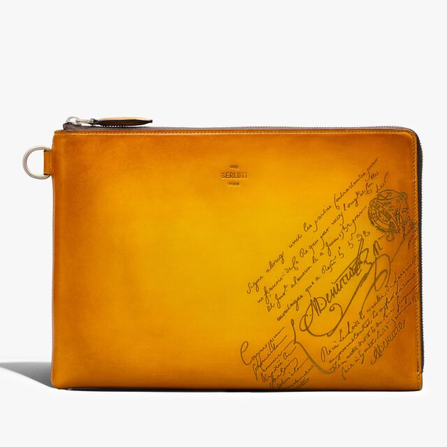 Nino GM Scritto Leather Clutch, MIMOSA, hi-res 1