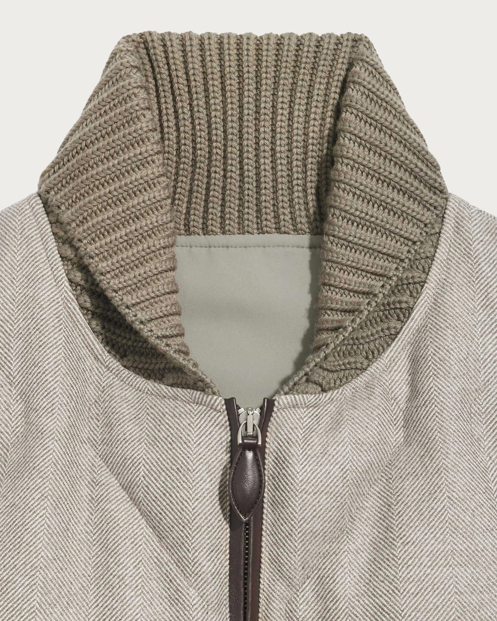 Quilted Down Gilet with Leather Details, Taupe Grey, hi-res