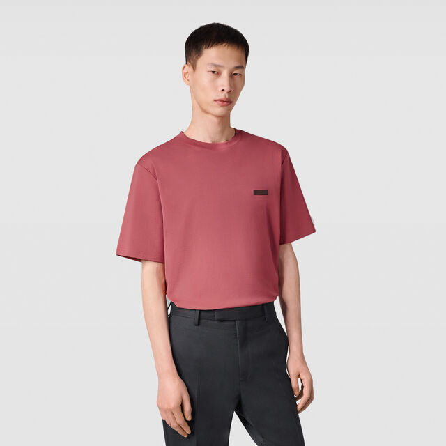 Leather Tab T-shirt, ROSEWOOD, hi-res 2