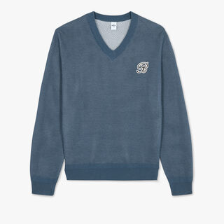 Golf Cotton and Silk Sweater, STORM BLUE, hi-res