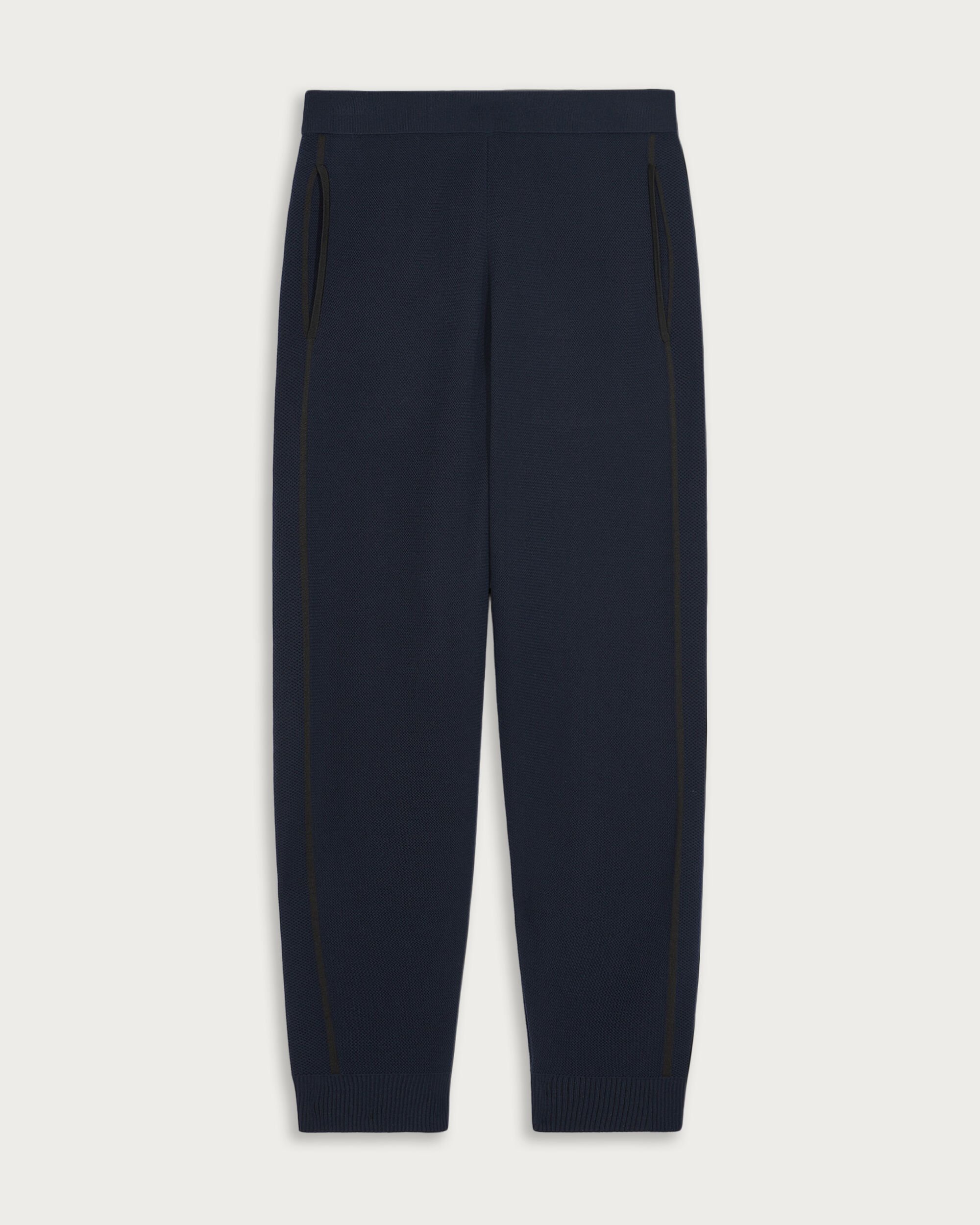 Pantalon de Jogging Shadow avec D&eacute;tail en Cuir, Navy, hi-res