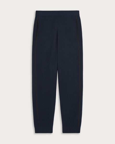 Pantalon de Jogging Shadow avec D&eacute;tail en Cuir, Navy, hi-res