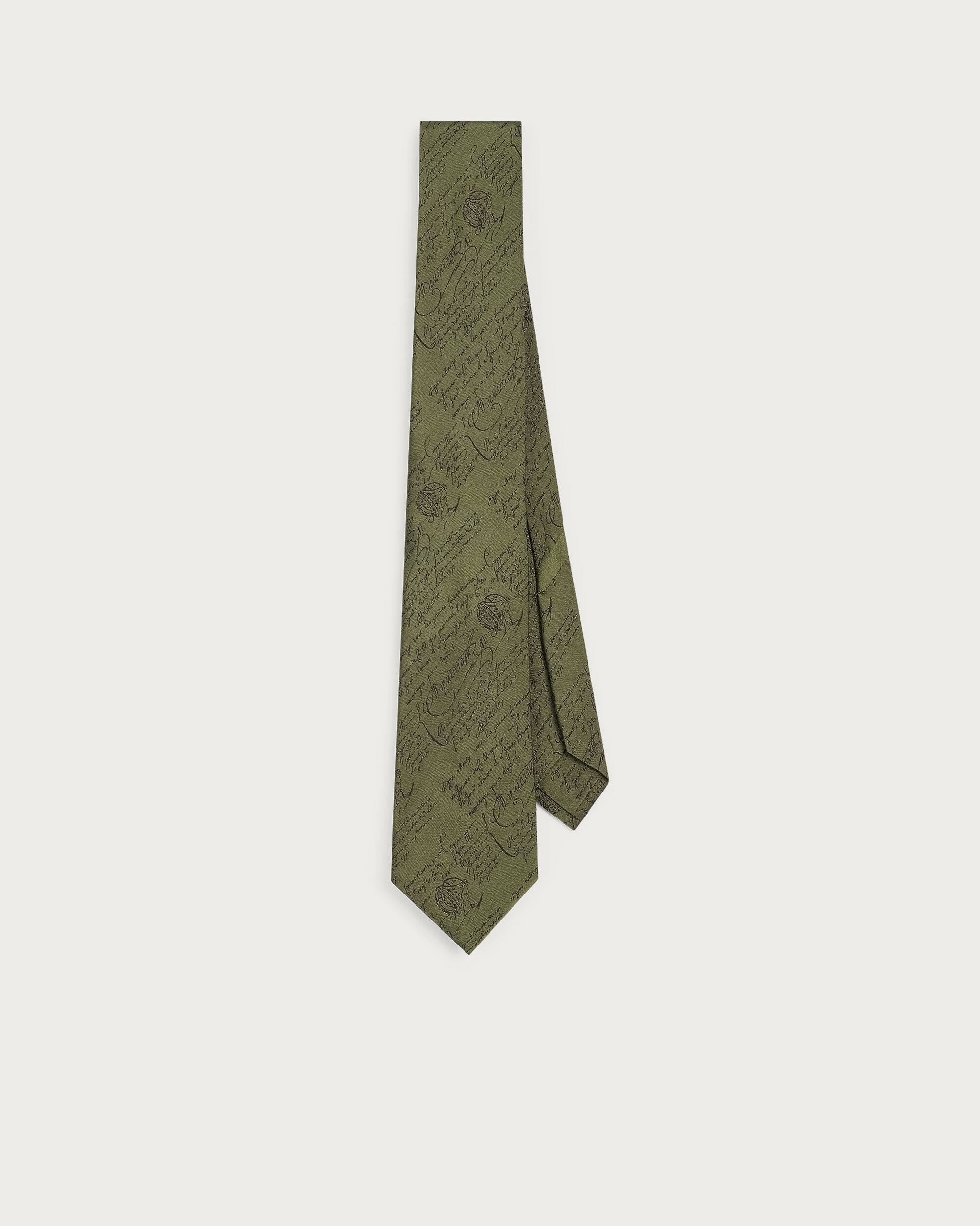 Classic Scritto Pattern Tie, Vert, hi-res