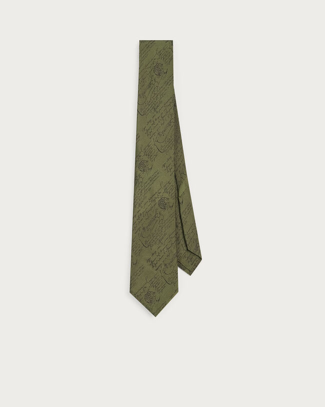 Classic Scritto Pattern Tie, Vert, hi-res