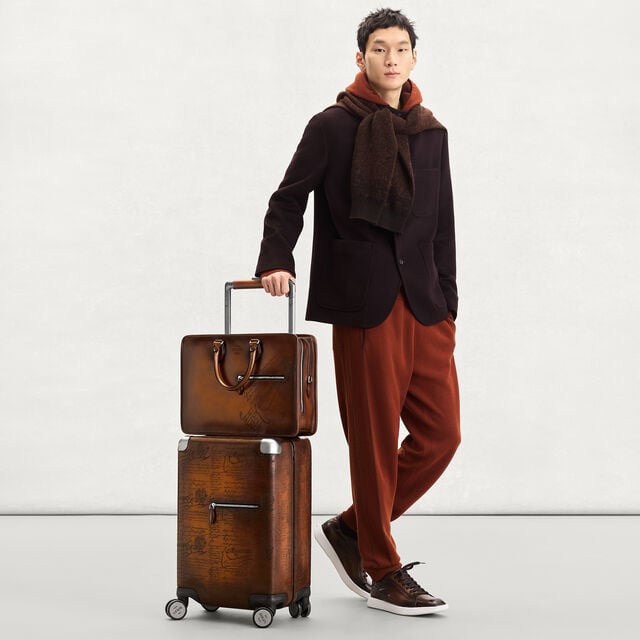 Formula 1005 Scritto Leather Rolling Suitcase, CACAO INTENSO, hi-res 3