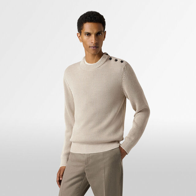Contrasted Ribbed Crewneck, SAND TAUPE, hi-res 2