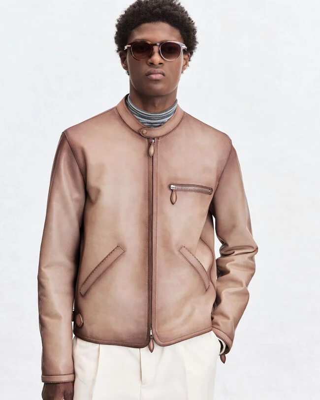 Biker Un Jour en Cuir Patin&eacute; Aquarelle, Aquarelle Taupe, hi-res